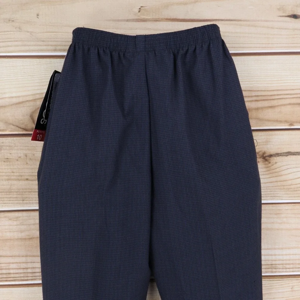 Briggs Pants Womens Size 10P Dark Blue Geometric High Rise Stretch Waist NWT $34